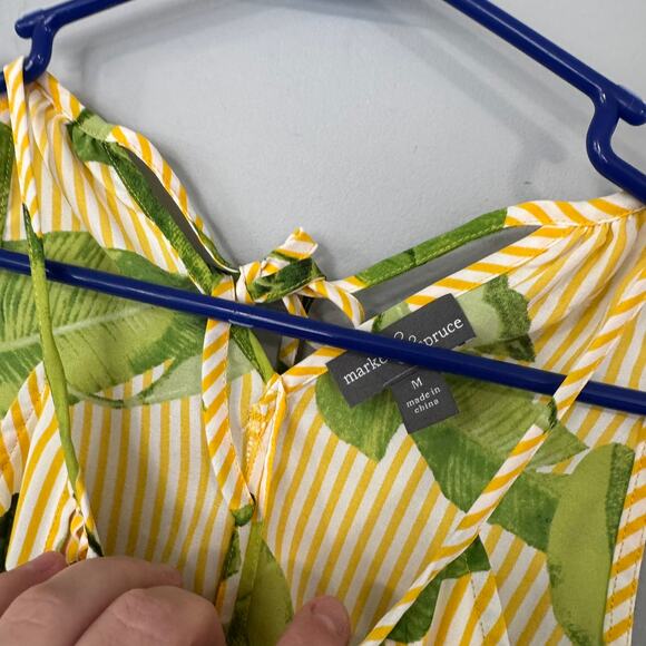 Market & Spruce Yellow & Greenery Printed High Neck Sleeveless Top Size Medium - Picture 5 of 7